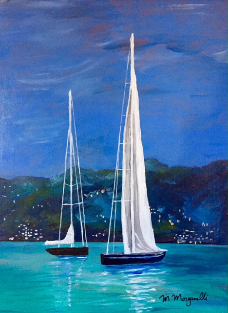 Tall Sails In Portofino - ORIGINAL SOLD